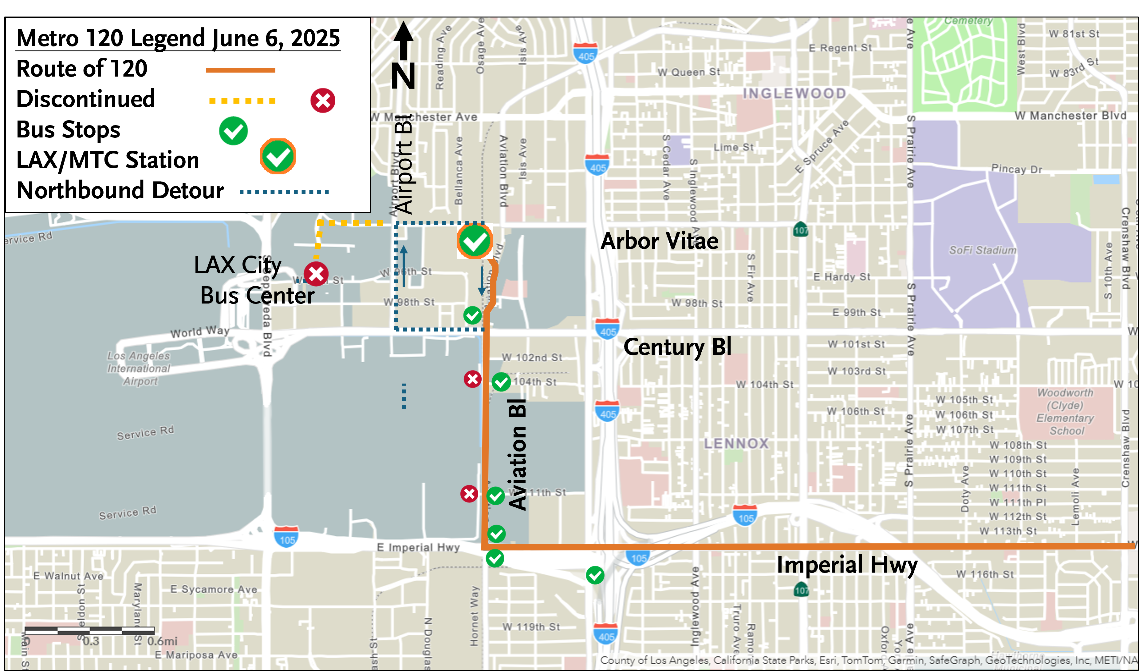 a graphic map showing a visual representation of the described changes to Line 120
